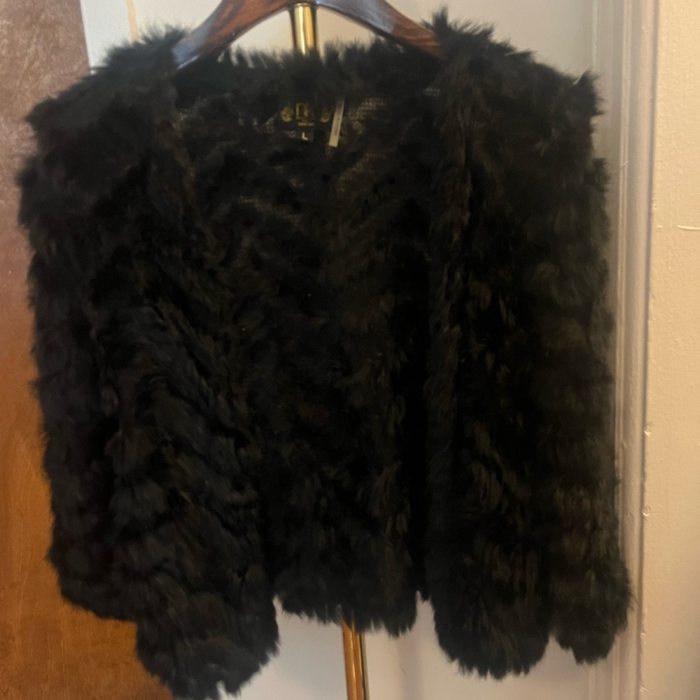 Bloomingdale’s cropped fur coat with hidden clasp